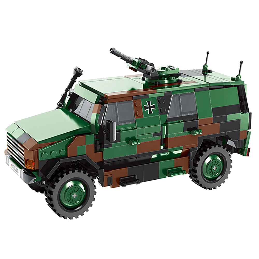 659PCS World War WW2 Military Australian Dog Light Transporter Soldiers Armored Vehicle Model Building Blocks High-Tech Toys