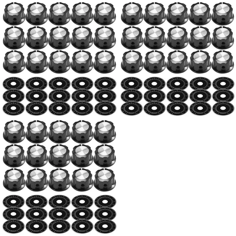 

B49C 45 комплектов ручек управления потенциометром A03 и пластинок со шкалой 0-100 бакелитовая ручка весы пластины набор цифровых потенциометров