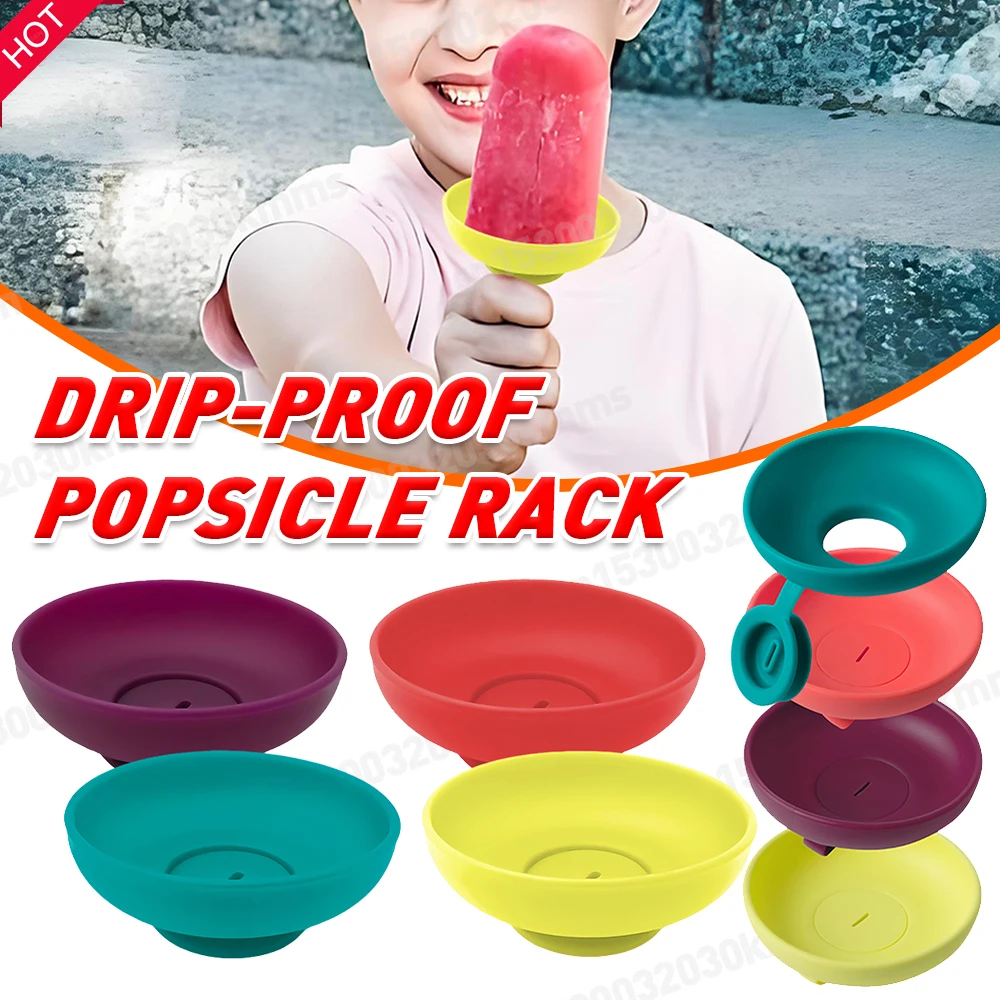 1/4X Drip Free Proof Popsicle Holder Anti-flow Ice Cream Bracket Anti-drip Tray Portable Popsicle Protectors Kids Home Necessity