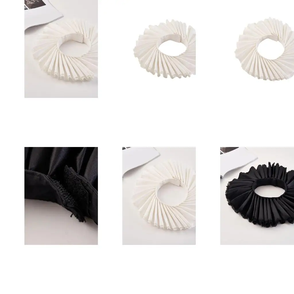 

Victorian Elizabethan Neck Ruff with Lace Trim Detachable False Collar Shawl for Medieval Outfit and Historical Costumes