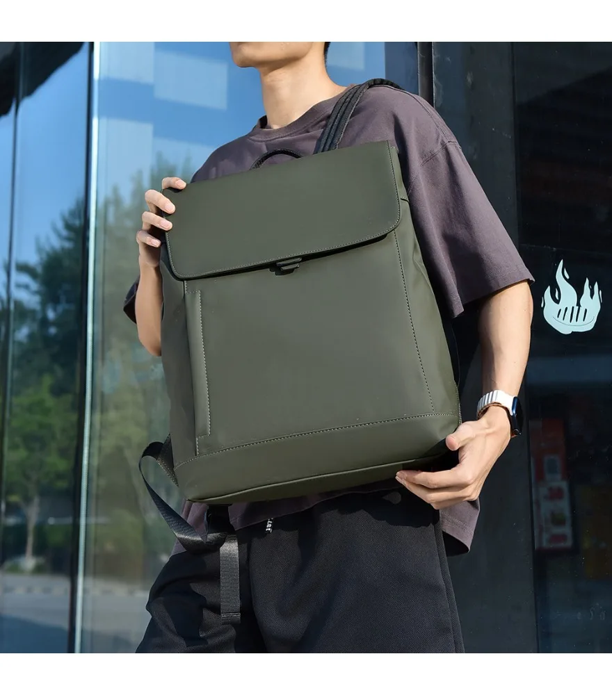 Backpack large capacity solid color simple schoolbag men's backpack outdoor short business trip