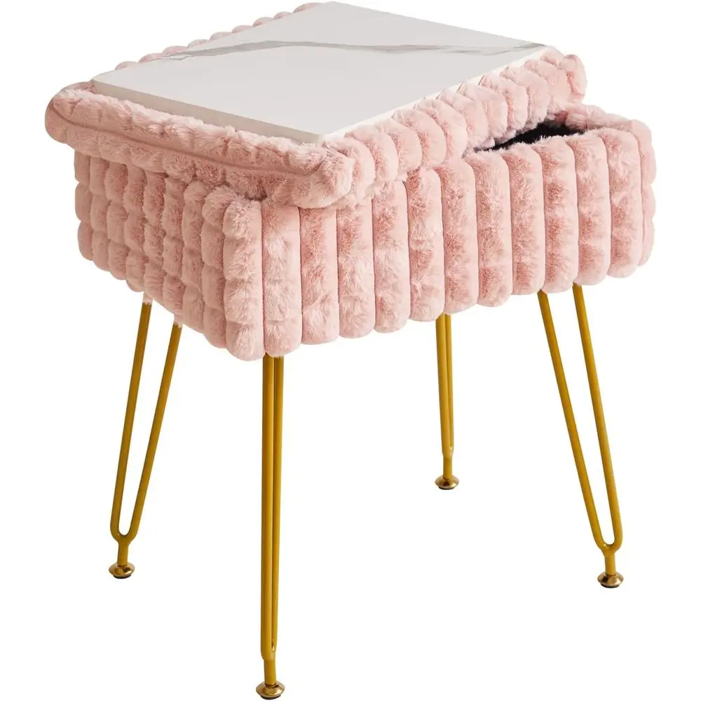 

Стул RecVanity с местом для хранения, подставкой для ног, пуфиком, табуретом для туалетного столика, стулом для маникюрного стола, с противоскользящим покрытием, или для косметической комнаты.