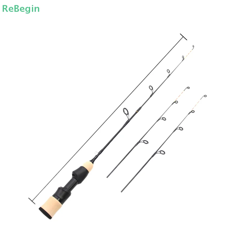 55cm 2 Tips Rod Winter Ice Fishing Rod Fishing Reel Set Rod Pole Tackle Carbon Pole Ice Fishing Rod