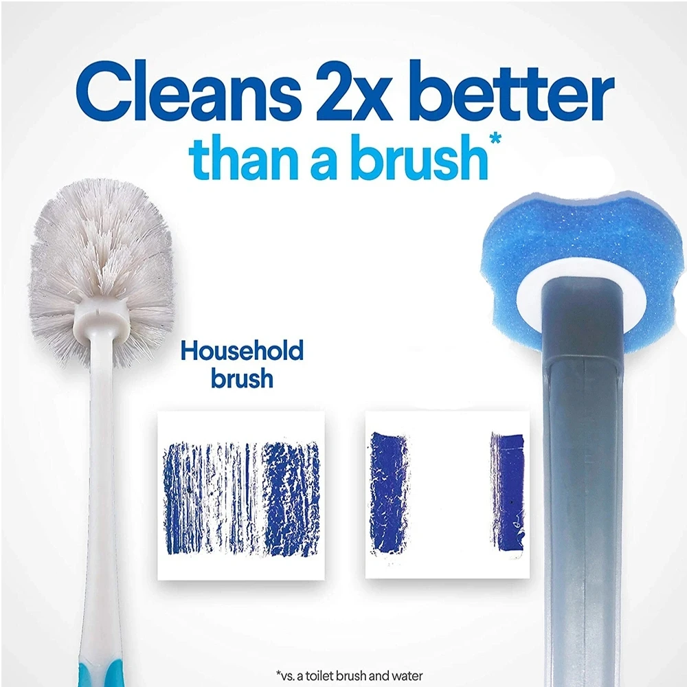 WIKHOSTAR Disposable Cleaning Toilet Brush Long Handle No Dead Angle Cleaning Brush Replacement Brush Head Cleaning Tool