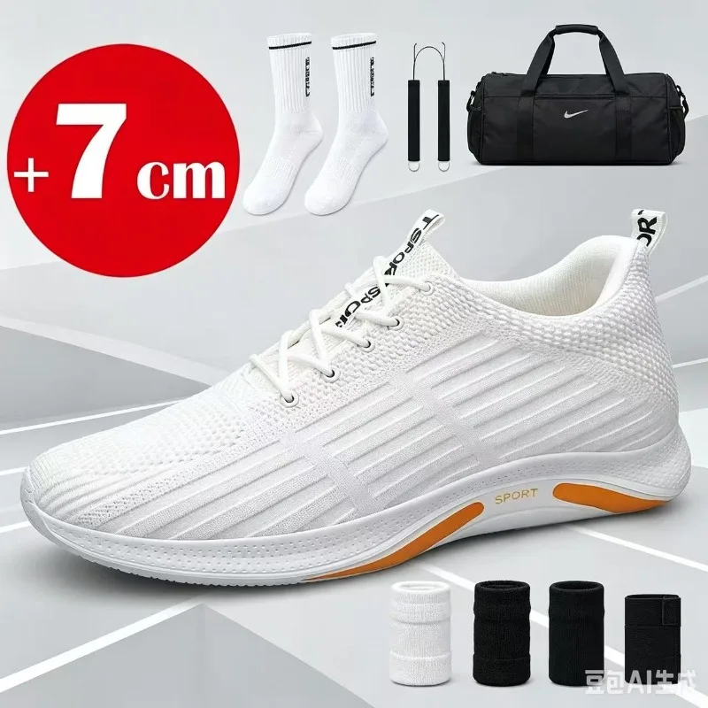 

Summer Men Elevator Shoes Breathable Hollow Out Height Increase Sneakers Men Shoes Hidden 7cm Outdoor Leisure Taller Shoes