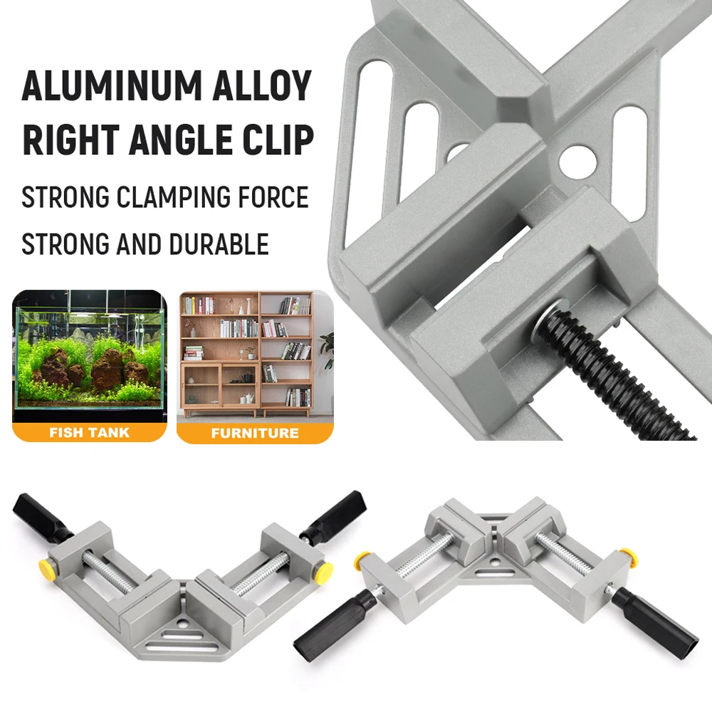 New Adjustable 90 Degree Right Angle Clamp, Aluminum Alloy Welding & Woodworking Corner Clip for Photo Frame Cabinet Workbench