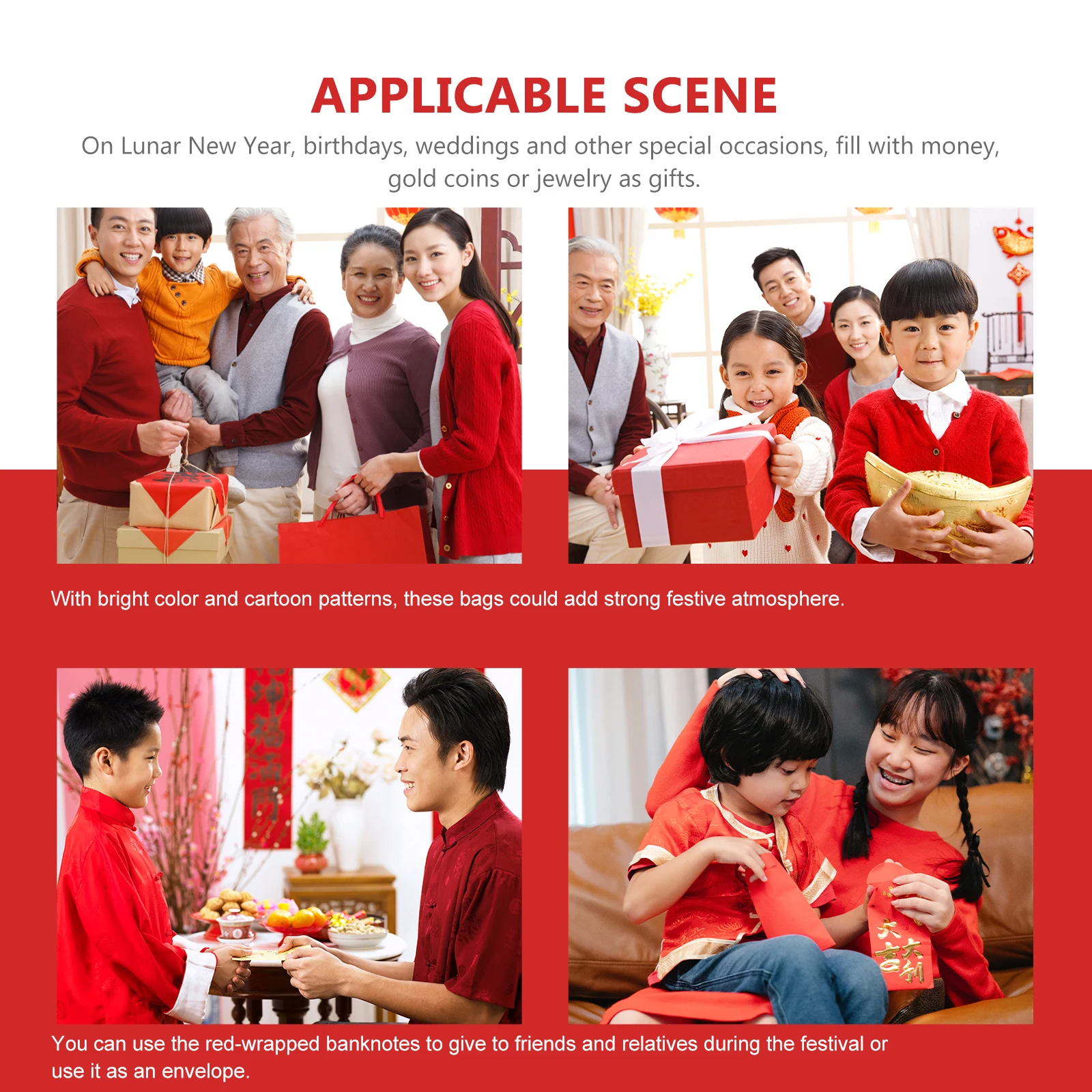 

Red Envelope for New Year Gift Bag Chinese New Year Decorative Envelopes Packets in Red Festival Blessing Money