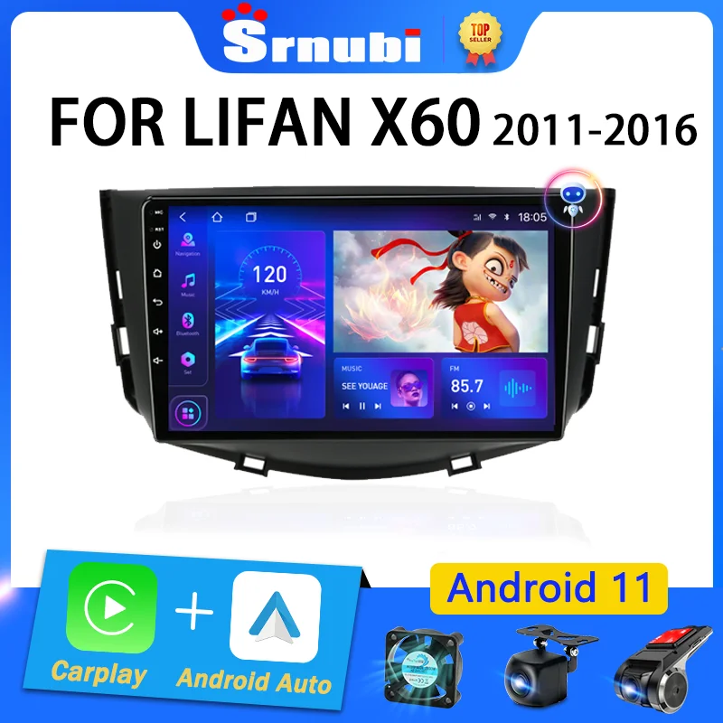 

Srnubi Android 11 автомобильное радио для Lifan X60 2011-2016 мультимедийный видеоплеер 2Din навигация GPS Carplay DSP DVD стерео головное устройство