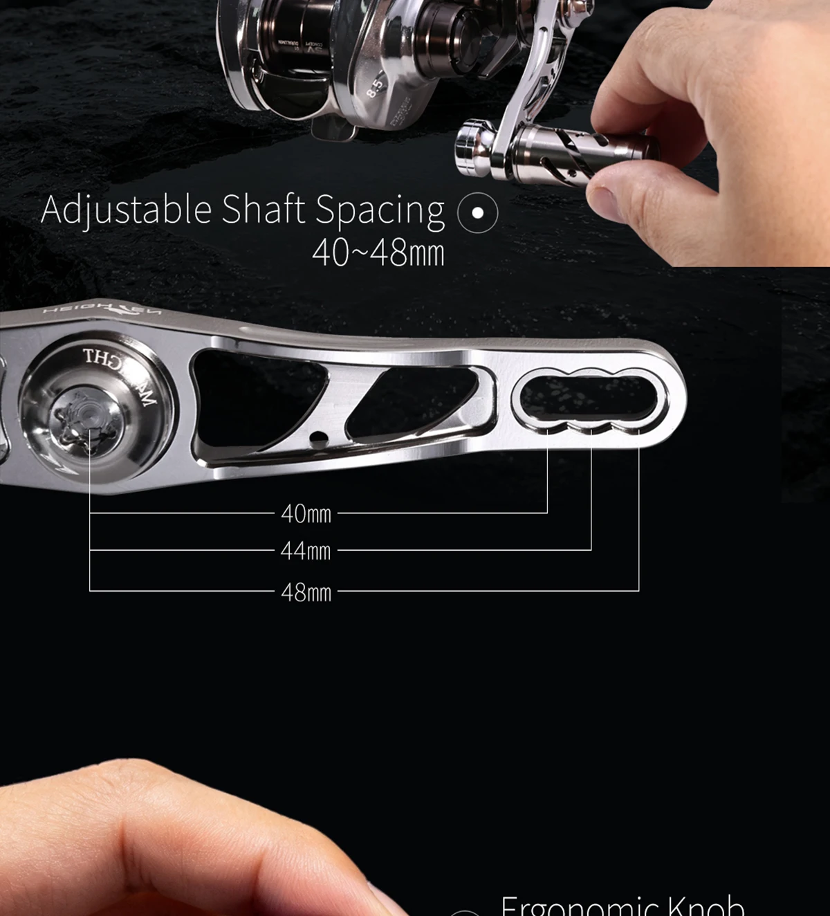 HEIGHTEN Verstellbarer Baitcasting-Rollen-Griff mit Knopf, Multifunktionales DIY-Modifikations-Zubehör für Köder-Angelzubehör – Detail 8