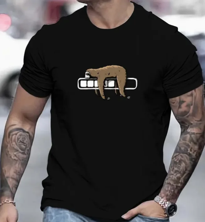 Men's Sloth Graphic Casual Cotton T-Shirt
