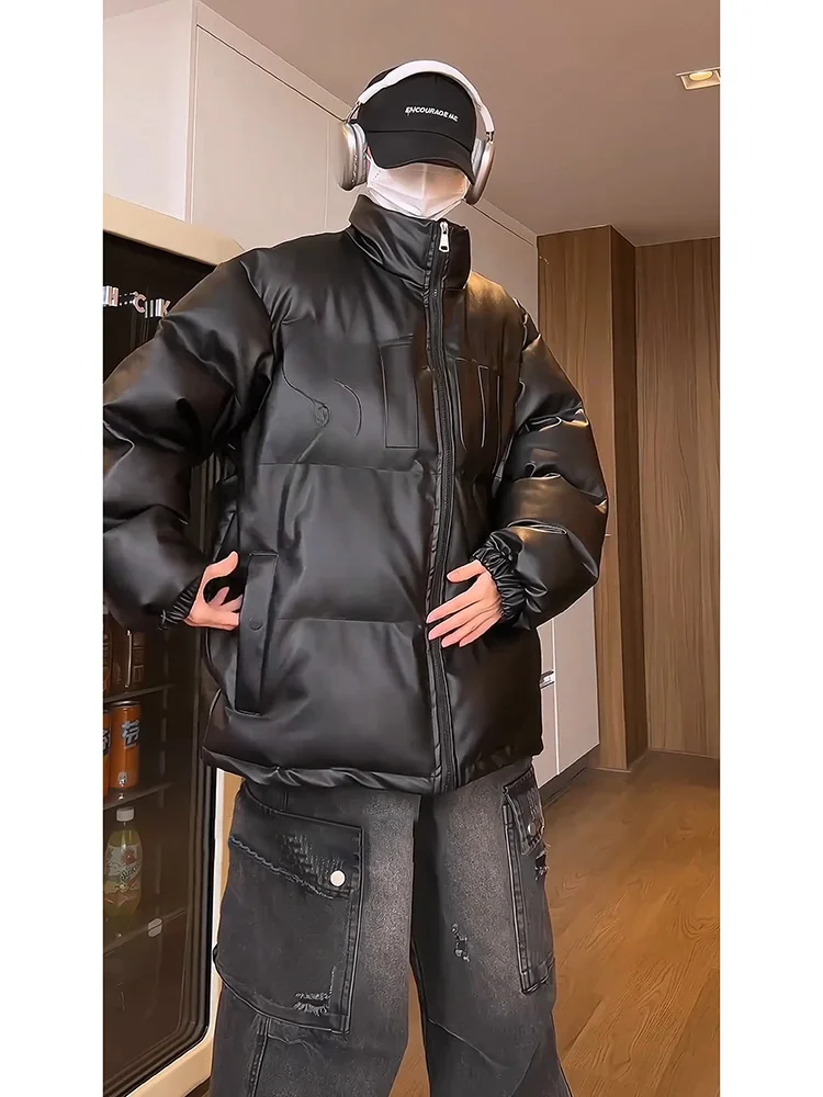 

Cleanfit ort Bla Cotton Jaet Men's Winter Design Stand Collar Couple's Coat Casual Loose Sle Polyester Filling