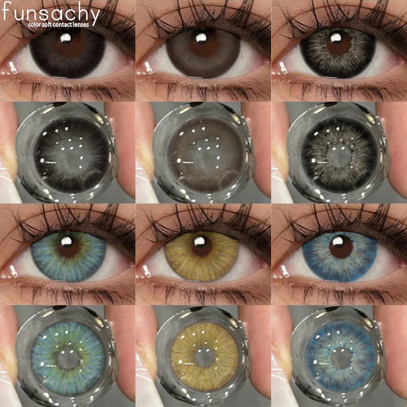 FUNSACHY 1 Paar Bloom schwarze Kontaktlinsen für Augen, natürliche Kosmetik, braun, grau, Pupillen-Augenlinse, Farblinse, modische Schönheit, jährlich
