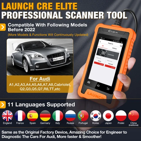 LAUNCH X431 Creader Elite для VAG, профессиональные инструменты для полной диагностики системы, онлайн кодирование ЭБУ, 31 + Функция сброса, сканер OBD2