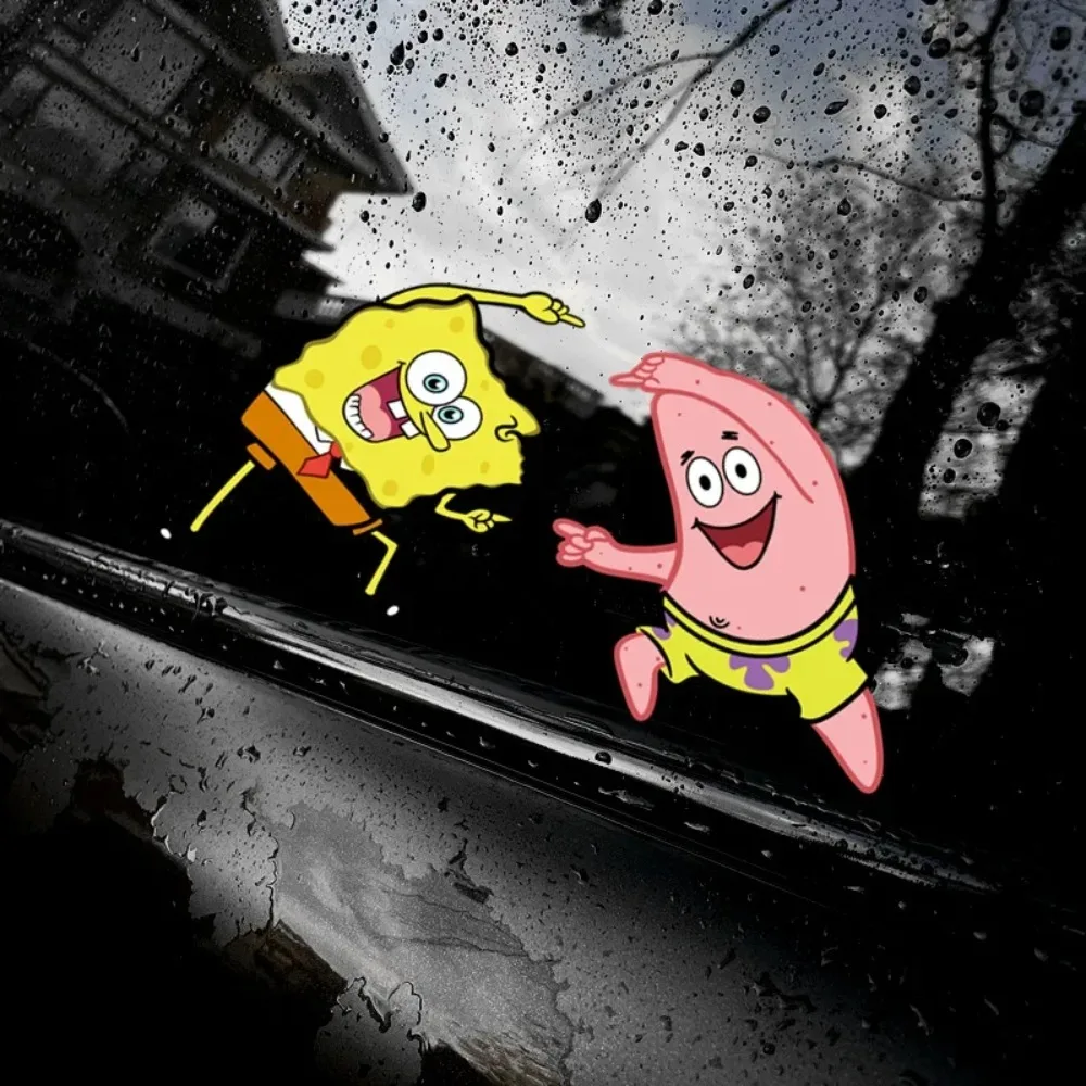 SpongeBob Waterproof Stickers Cute Car Scratch Cover Sticker Anime Funny Stickers Car Window Decoration Stickers Accessories - view 3