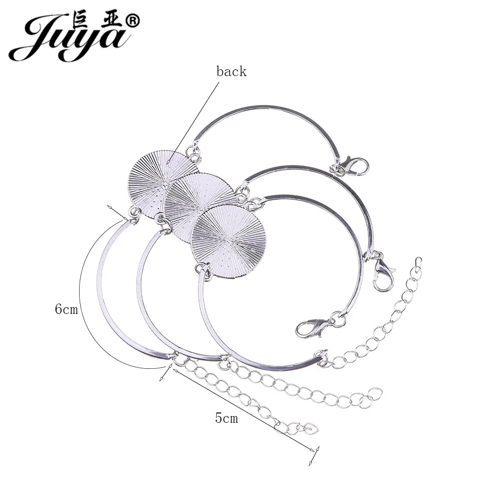 4pcs/lot Stainless Steel Cabochon Bracelet Base 20mm Cameo Settings Bracelets Bezel Blanks DIY Jewelry Making Bracelet Findings