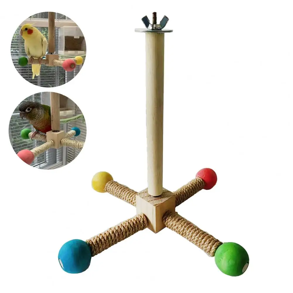 

Spinning Birds Stand Perch Toy 360 Degree Rotation Parakeet Play Stand Wooden Exercise Wheel Parrot Perch Cage Accessories