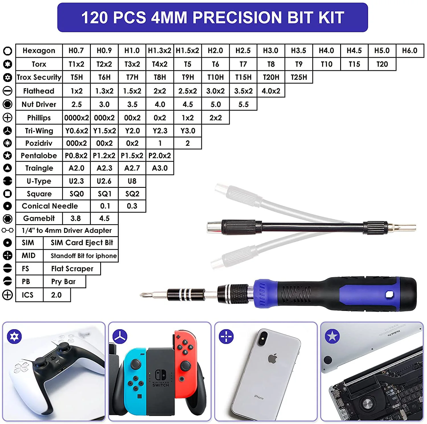 190PCS Screwdrivers Set Cell Phone Computer Dust Removal Precision Repair Tools Multi-tool Hand Tools Complete Professional Kit