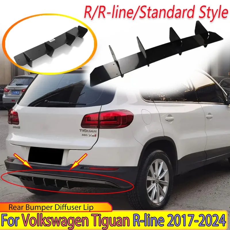 

For Volkswagen VW Tiguan R R-line/standard 2017-2024 Rear Bumper Diffuser Lip Lower Splitter Spoiler Plate Wind Knife Body Kits