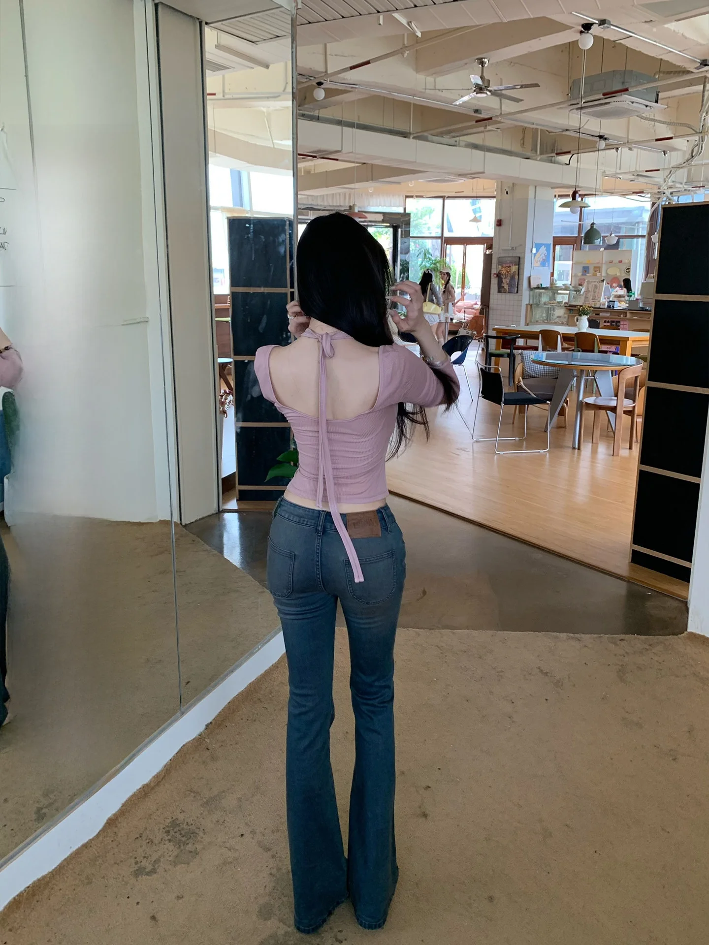 

Женские джинсы с низкой посадкой, облегающие, ретро, расклешенные, для осеннего повседневного образа, новинка, хит продаж, в стиле Spicy Girl