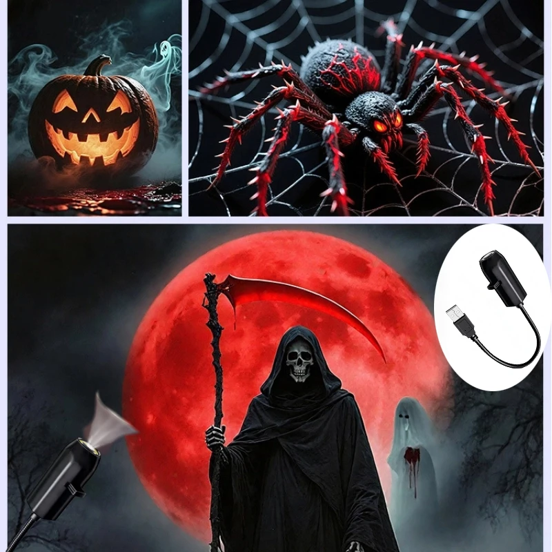 ไฟฉายโปรเจคเตอร์ LED สำหรับฮาโลวีน ไฟกลางคืนรูปฟักทอง ติดเพดาน ติดผนัง ใช้พอร์ต USB โปรเจคเตอร์ดวงจันทร์ ไฟสร้างบรรยากาศคริสต์มาส ตกแต่งห้อง