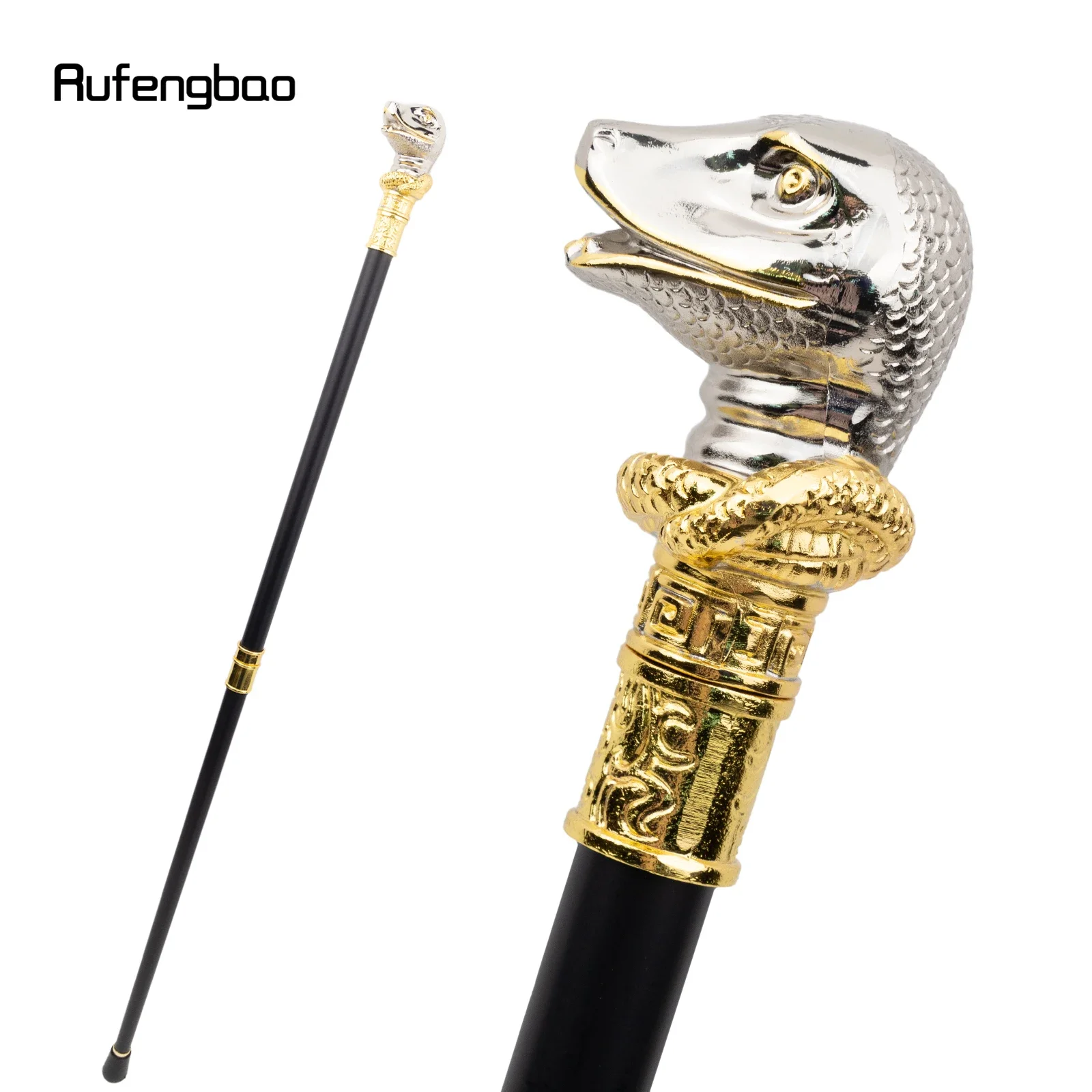 

Golden White Snake Cobra Gentleman Walking Cane Fashion Walking Stick Gentleman Crosier Knob Walking Stick 92cm