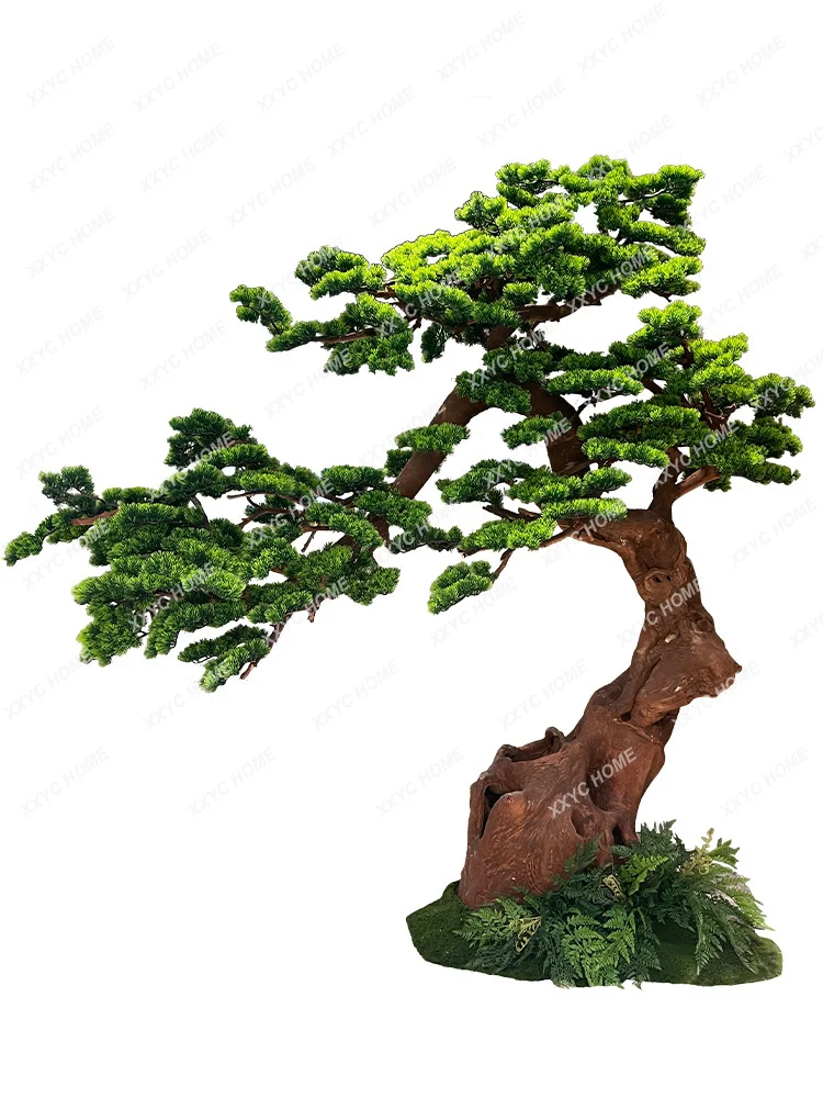 Solid Wood Imitative Tree Welcome Pine New Chinese Style Decoration Micro Landscape Rockery Stone Landscape Pine Decoration