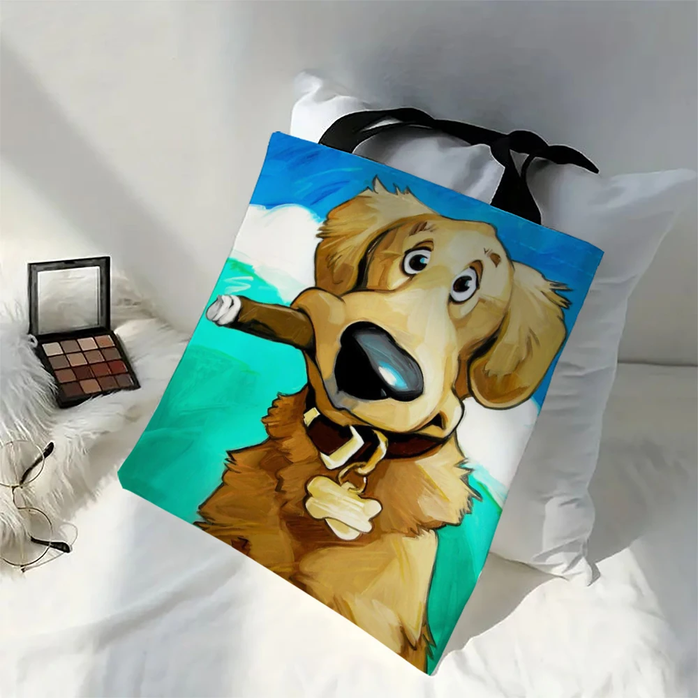 

Adorable Doggie Print Tote Bag Reusable Shoulder Shopping Beach Bag For Women, Durable Casual Carryall