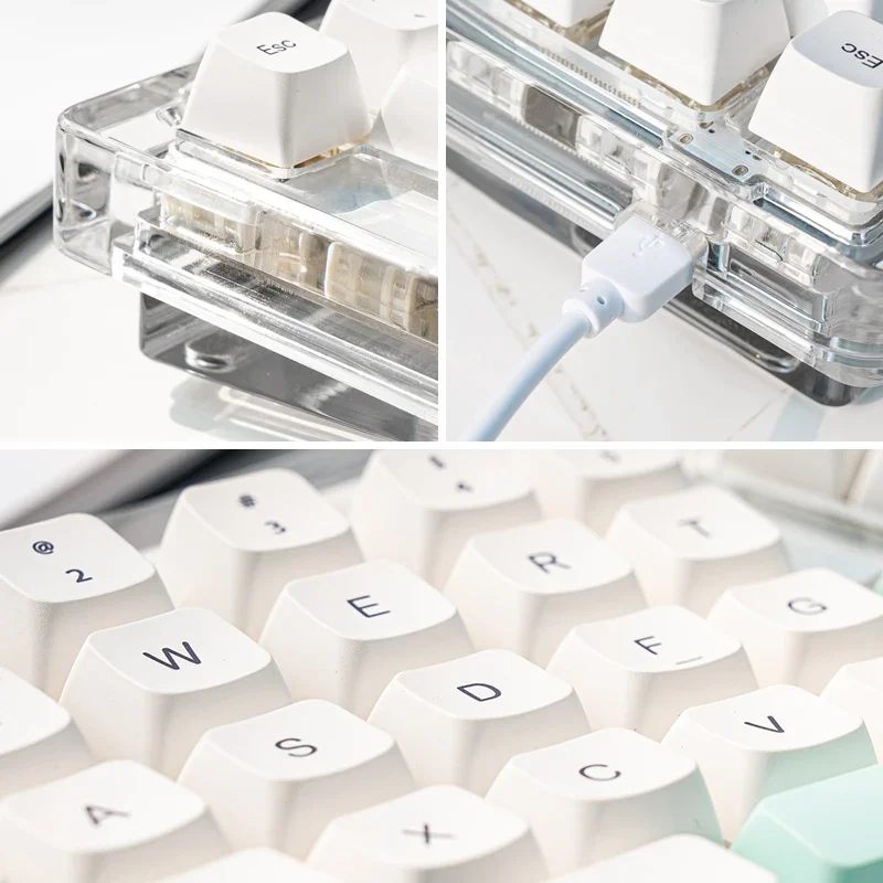 AlSTR72 Clavier sans fil Crystal Keycaps, DSA, irrégulier, fendu, mécanique, mini, multi-appareils, questionSwitch, prédire