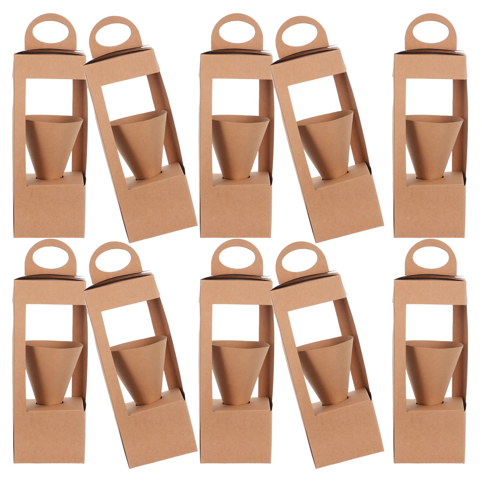 10 قطعة سلة للزهور الورقية مع مقابض صندوق ترتيب الأزهار الريفية لحفل الزفاف ديكور عرض الزهور الجافة المحمولة للطي