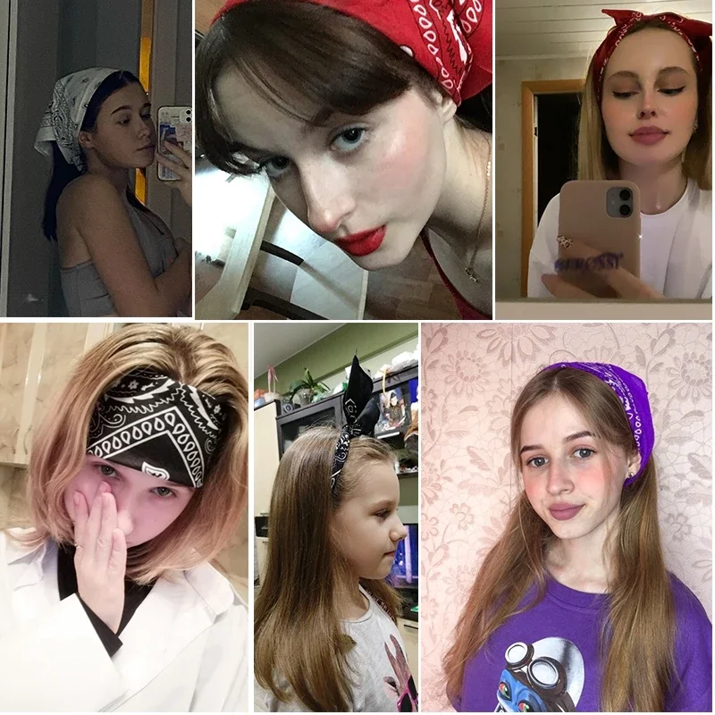 55cm*55cm Fashion Cotton Hip Hop Head Scarf Paisley Square Scarves Headwear Bandanna Hair Band Neck Wrist Wrap Band Accessories image 6