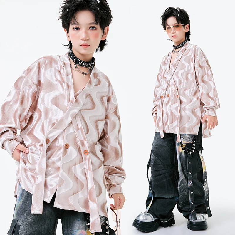 

Boys Hip Hop Dance Clothes Children Jazz Outfit Graffiti Black Pants Drum Performance Costume Street Dance Stage Wear AMY3077