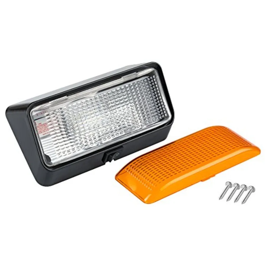 12V LED Exterior Outdoor Porch Light On/Off, Removable Clear and Amber Lenses Perfect Outside Replacement Lights for RVs, Motor