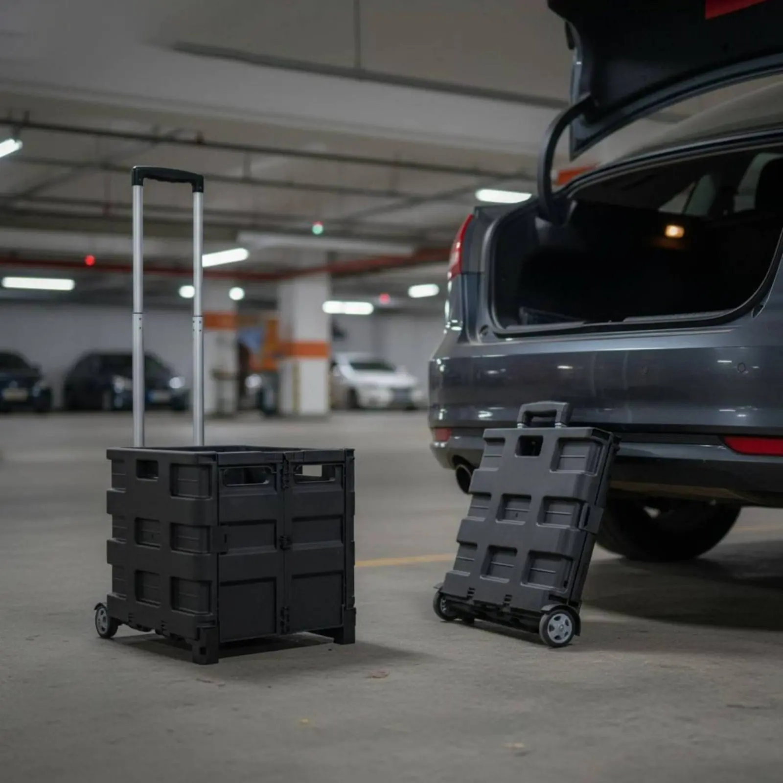 

Портативный складной ящик для хранения на колесиках с телескопической ручкой, экономящий место, универсальный