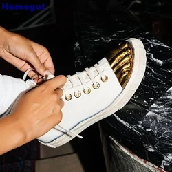 Men's and Women's Golden Five Fingers Shoes 2024 Summer Street Catwalk Fashion Gold Boots Model Party Flat Heels Sneakers