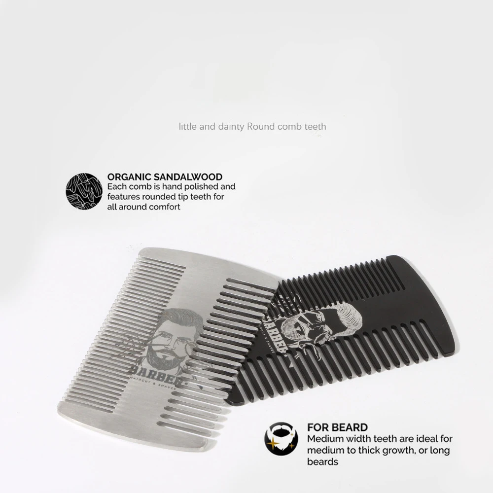 1 pçs pentes de bolso aço inoxidável dente largo cabeça óleo pente barba pentear barbeiro máquina cortar cabelo pente salão estilo cabelo ferramentas