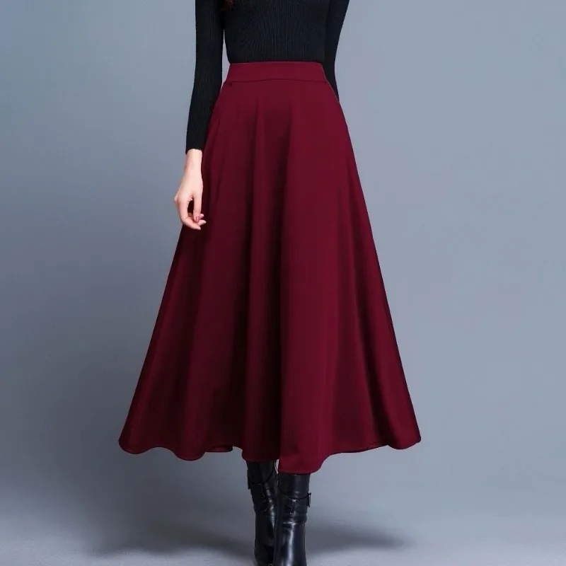 

Skirt Long Skirt Women's Spring Autumn High-waisted A-line Skirt Versatile Long Skirt Large Hem Skirt