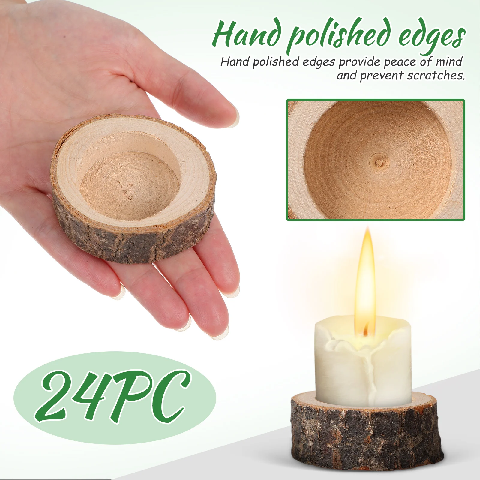 

24Pcs Wood Holders Natural Birch Stump Tealight Holder Set for Rustic Centerpieces Home Decor Thanksgiving Christmas