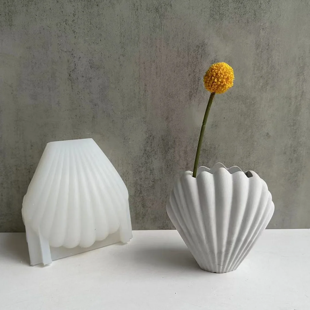 

Shell Vase Gypsum Silicone Mold Concrete Cement Pen Holder Plaster Vase Flower Pot Epoxy Resin Moulds