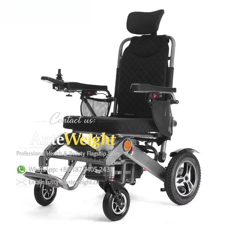 

High-Back Lightweight Foldable Smart Aluminium Alloy Electric Wheelchair Black Cheap Price for the Disabled