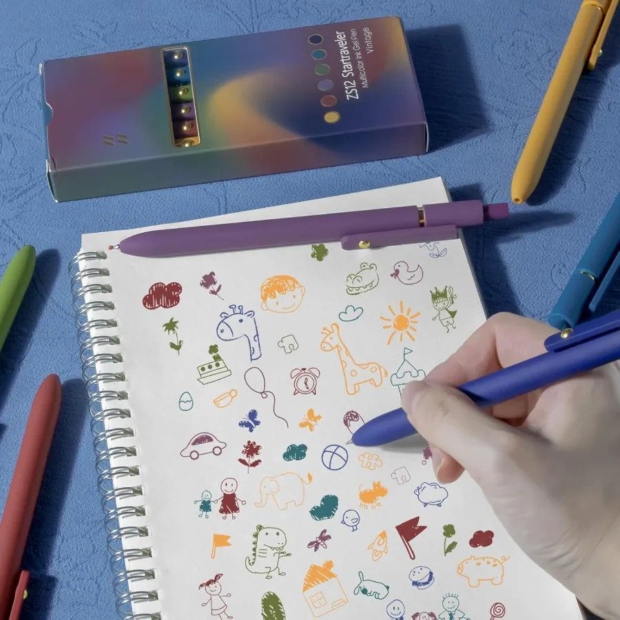 أقلام ملونة 6 قطعة أقلام ملونة رفيعة نقطة قلم كتابة سلس 0.5 مللي متر قلم جل حبر ملون لرحلة الملاحظات تدوين الكتابة المكتبية