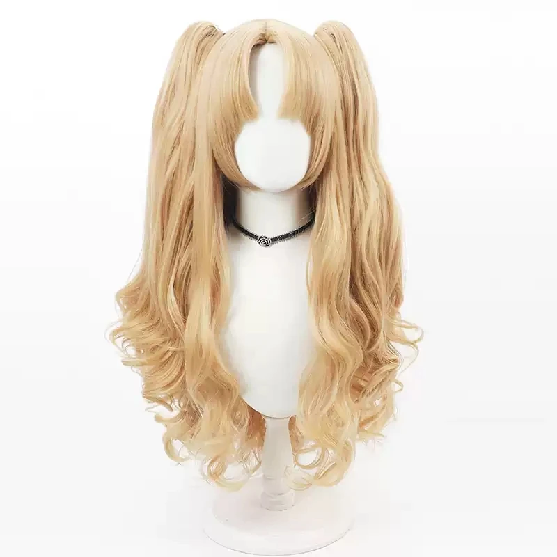 FGO Fate Grand Order Irkalla Ereshkigal Cosplay Wig Blonde Curly Ponytails Heat Resistant Synthetic Hair Halloween Wig + Wig Cap