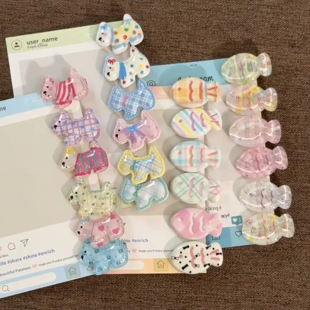 50PCS/SET Girly Cream Slippers Bow Puppy Bangs Hair Clips 24PCS/SET Headwear Accessories Hairpin Woman Pinzas Para El Cabello