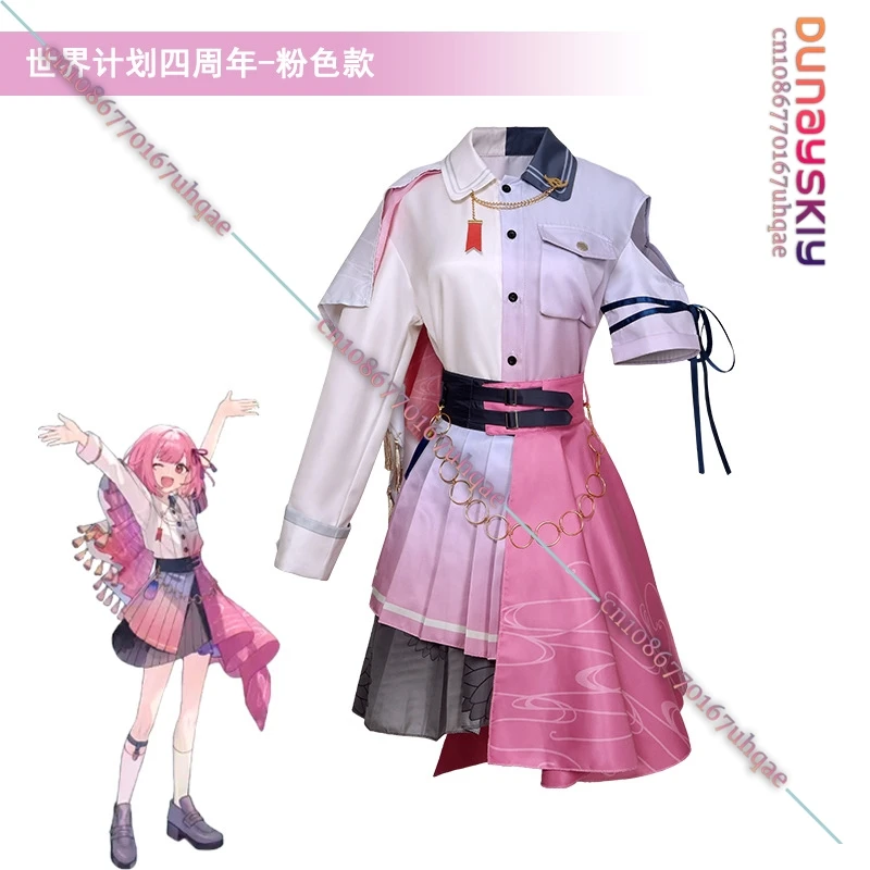 4th Ootori Emu Cosplay Costumes Anime Project SEKAI COLORFUL STAGE! Uniform Pink Dress Wig Set For 2025 Role-playing Party