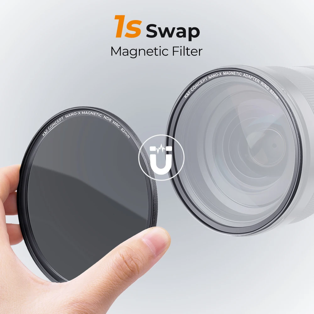 K&F Concept Nano-X Magnetic ND Filter Kit 5 In 1 GND8 ND8 ND64 ND1000 Neutral Density Filter 49-82mm with Magnetic Suction Base