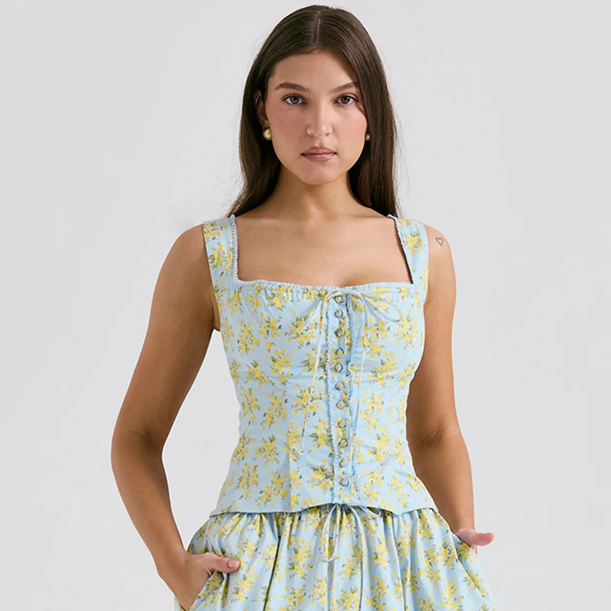 

Printed Spice Girl Suspender Vest Short Navel Sexy Top Female Slim Fashion Simple Versatile Temperament Elegant Holiday Style Hi