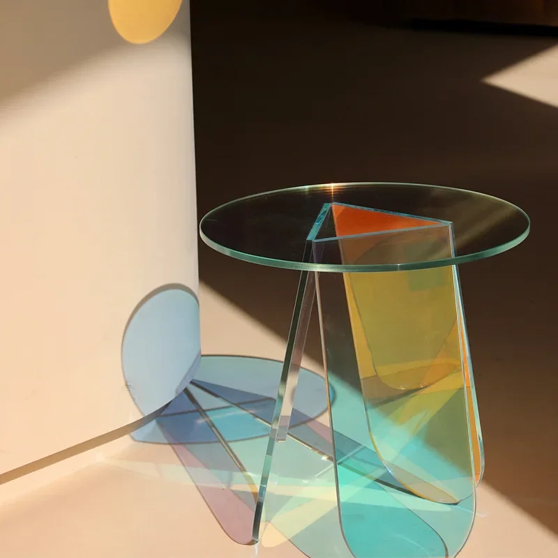 Nordic ins colorful small coffee table creative gradual change simple edge transparent acrylic plexiglass ins wind