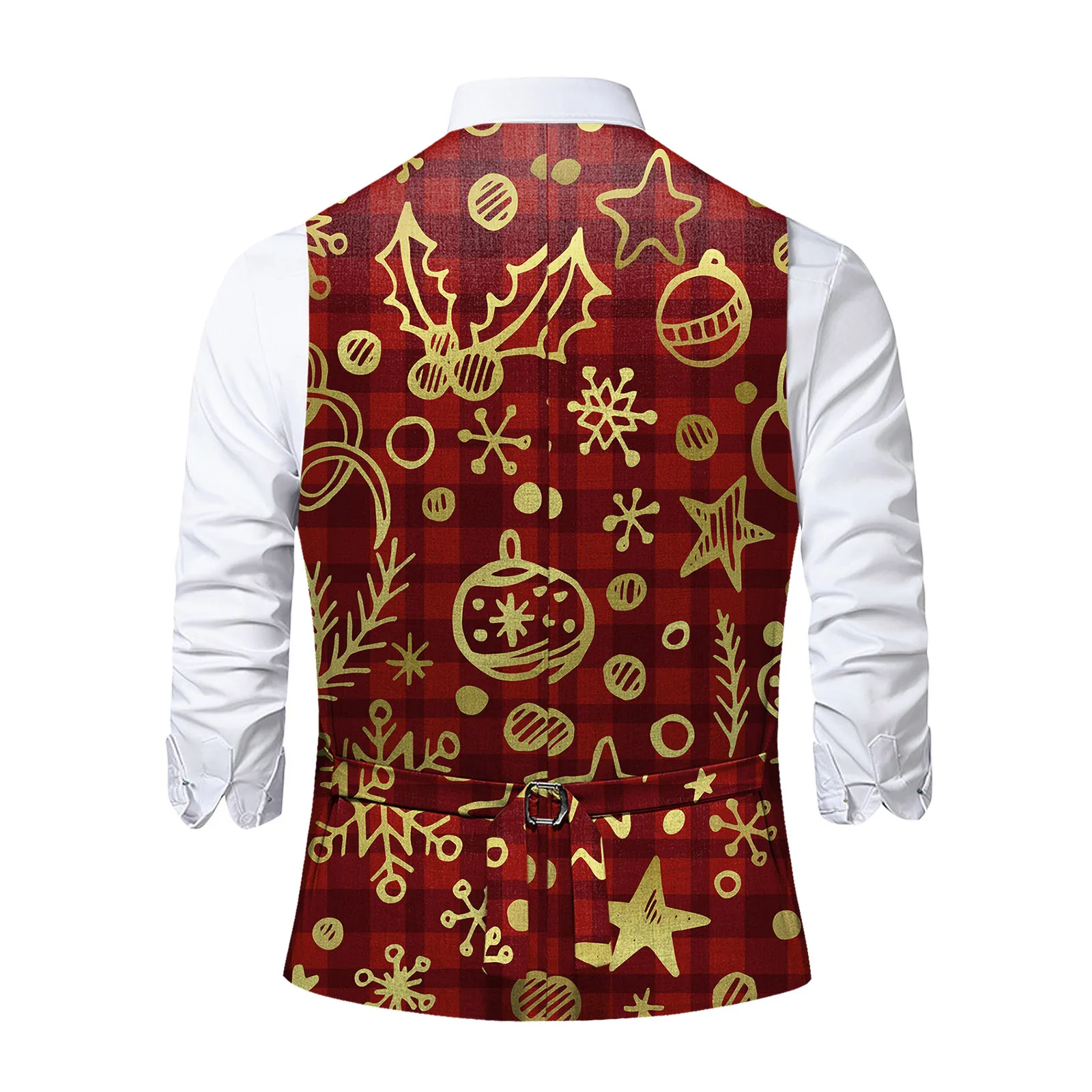 Sleeveless Christmas Printed Music Suits Vest Men Single-Breasted Funny Party Blazers 2024 New Fashion V Neck Jacket Waistcoat