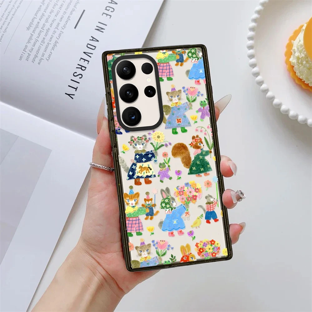 Carnival Cute Animals Acrylic Black Border Case for Samsung Galaxy S26 S25 S24 S23 Ultra S26U S24+ S25+ S26 Plus Protective Case