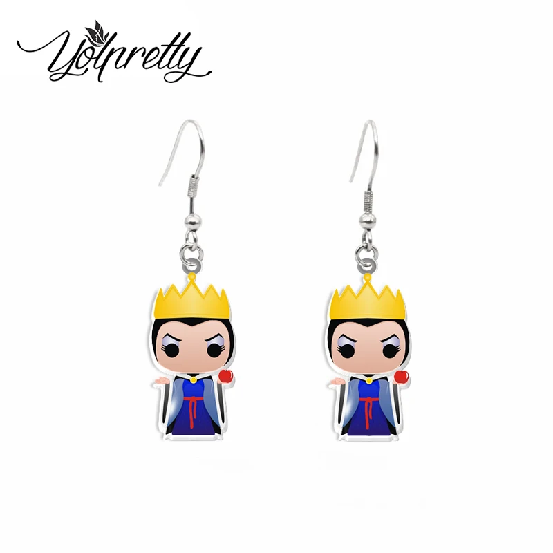 2024 New Arrival Cartoon Movie Villains Evil Queen Characters Acrylic Epoxy Fish Hook Dangles Earrings