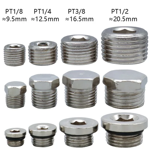 Imagen 2 del producto Tapón hexagonal interno NPT 1/8 ""1/4"" 3/8 ""1/2"" tapa de extremo neumático rosca macho de hierro conector de extremo avellanado conector de tubo accesorios neumáticos